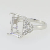Sterling Silver Semi Mount Ring Setting Emerald OCT 14x10mm side stone - Syzjewelry